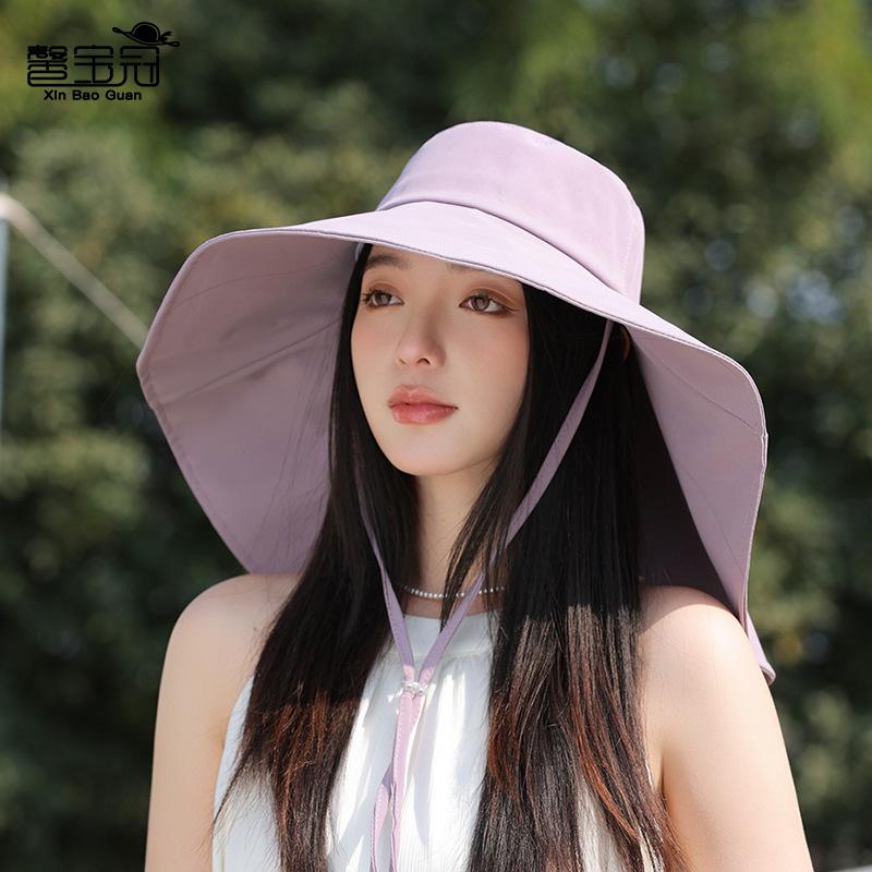Summer New Shawl Neck Protection Sun Protection Hat Women's Big Brim Outdoor Riding Sun Hat Fashion Bucket Hat