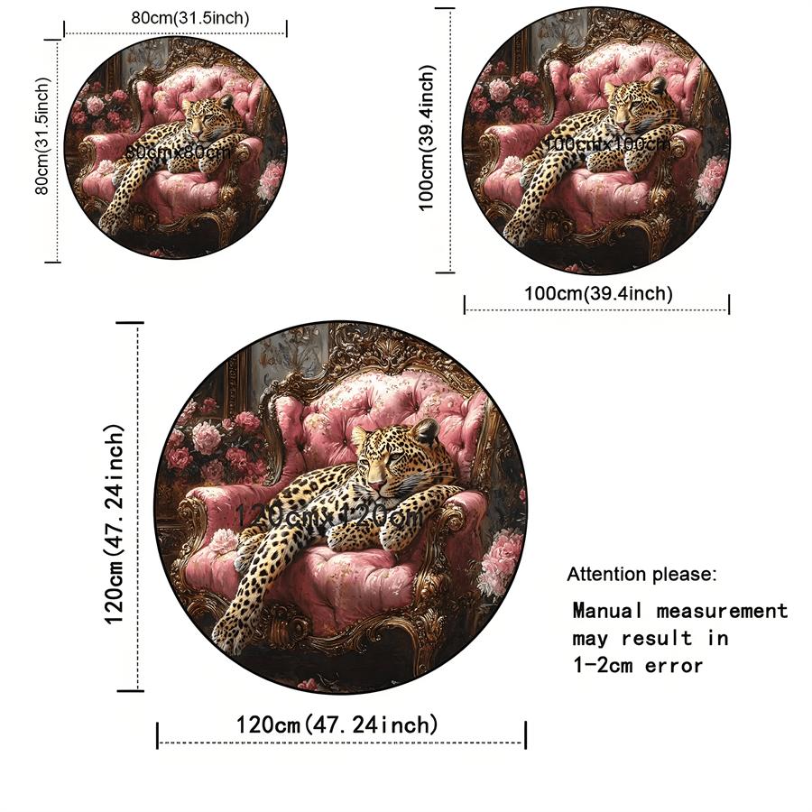 Luxury  Pink Leopard Pattern Round Shape Floor Mats Kitchen Hallway Runner Rug Bedroom Living Room Soft Carpet Non-slip Area Rug