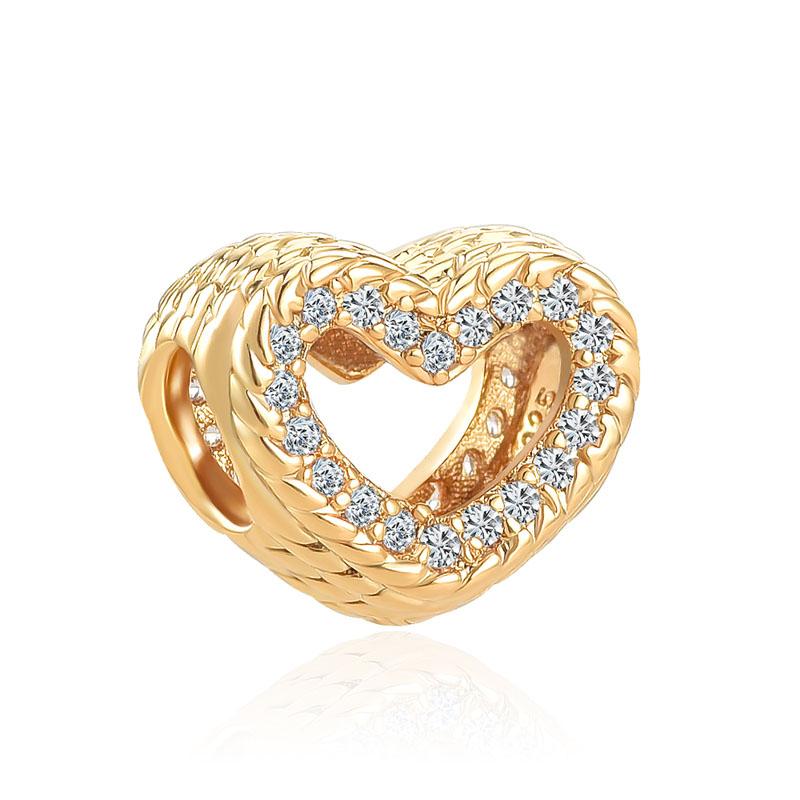 18K Gold Plated Pine Nuts Crown Charm Fit Original Bracelet Shining Bead Diy Women Jewelry Giftcopper Trinket Jewelry Gift