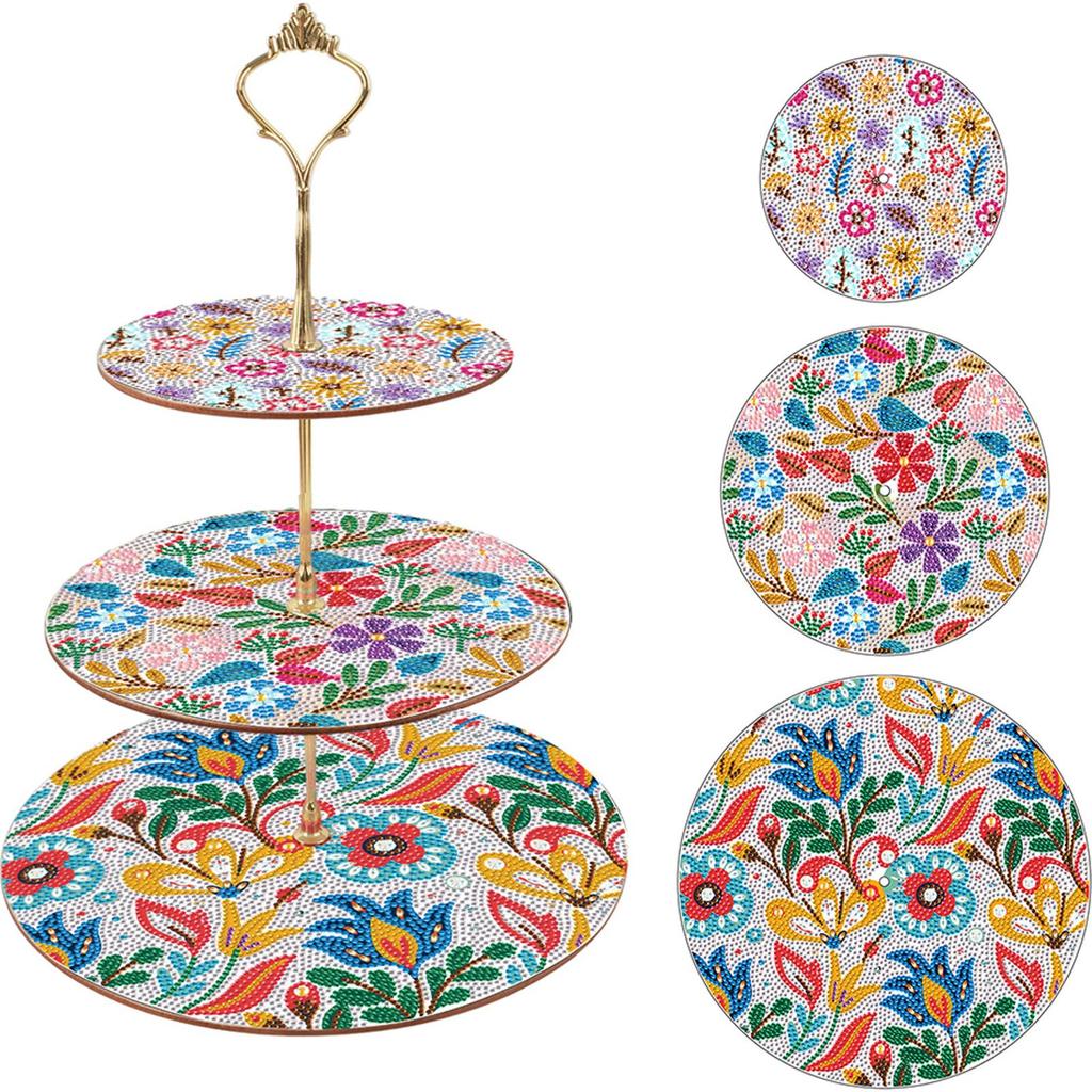 3-Tier Mandala Diamond Art Cake Stand Kit Acrylic Diamond Art Tray for Weddings Birthdays Thanksgiving Elegant Table Decor