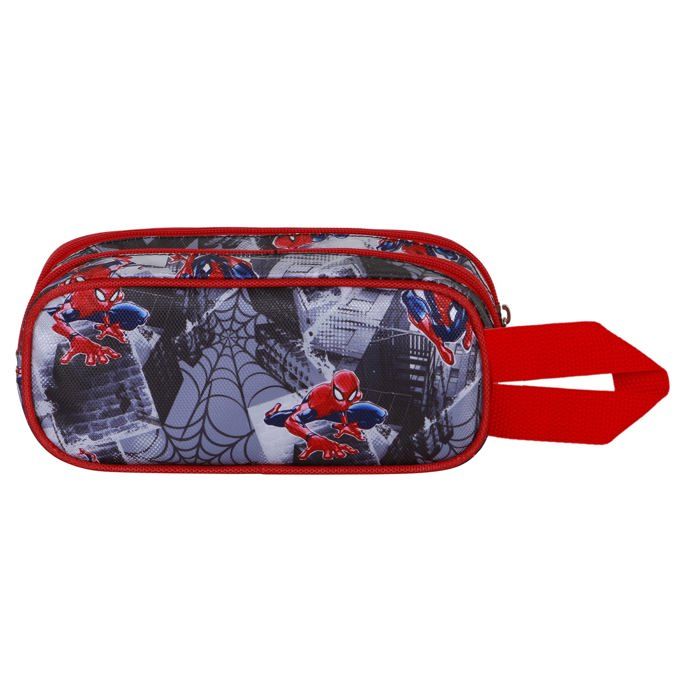 Double 3D Pencil Case - Spiderman Symbol - Grey - One Size