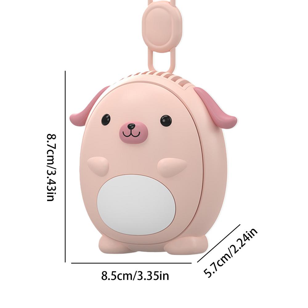 

Cartoon Lanyard Fan Wearable Cartoon Dog Fan USB Charging Outdoor Electric Fan For Work Area Travel Home Car And School