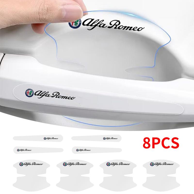 8 Stück Transparente Auto-Türschale Griffschutzfolie Aufkleber Zubehör für Alfa Romeo Giulia Stelvio Giulietta 156 159