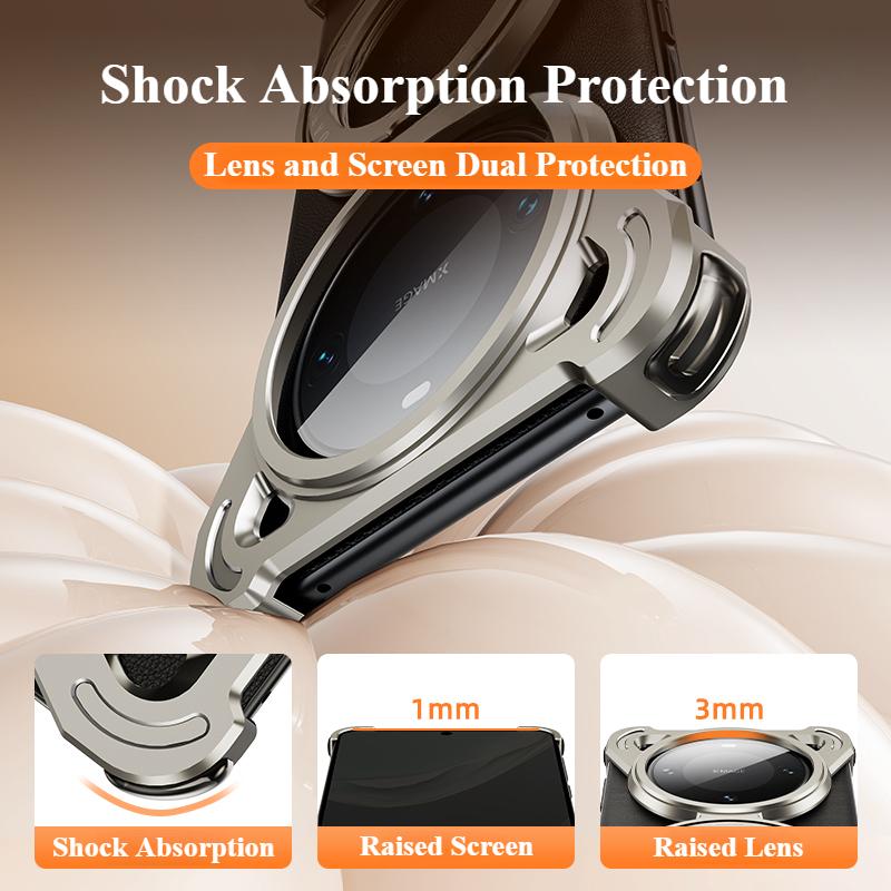Oatsbasf Metal Frameless Phone Case for Huawei Mate 70/70 Pro/70 Pro+ Z Shape Protective Cover with 360° Rotatable Magnetic Ring