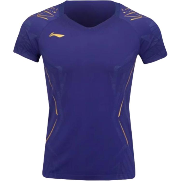 

Li Ning Бадминтон Серия Соревнований Сращенная Мягкая Удобная Дышащая Универсальная Повседневная Футболка с Коротким Рукавом Женские Топы AAYV036-3 M