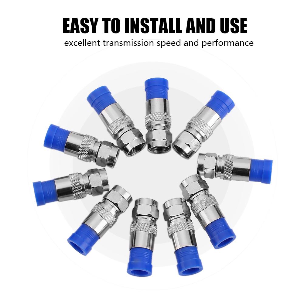 10pcs Coaxial Coax RG6 Compression Connector Adapter Male Waterproof Sealed