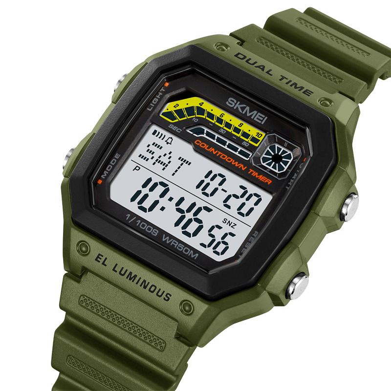 Skmei Shockproof Sports Watches for Mens Dual Time Zone LED Waterproof Stopwatch Alarm Clock Male Digital Wristwatch with Date