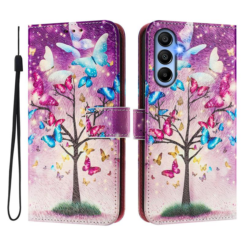 Luxus Flip Lederhülle für Samsung Galaxy A05 A05s A15 4G Flip Cover für SAM A25 A35 A55 5G Brieftaschentaschen Blumenhüllen Schale