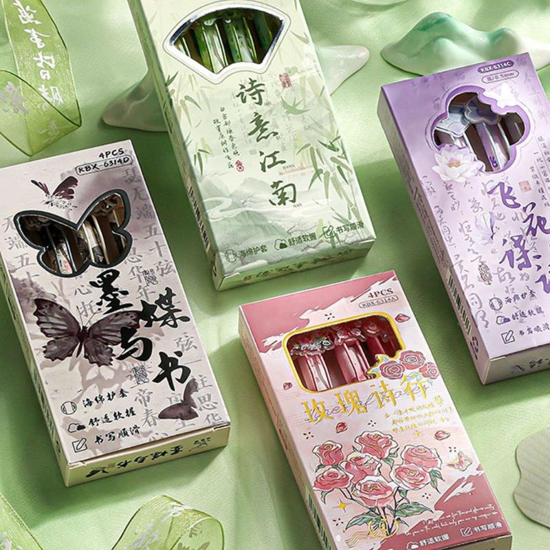 Elegant Floral Patterned Gel Pen With Ergonomic Handle Non Toxic Ink For Students Professional Daily Use Friendly Stationerys