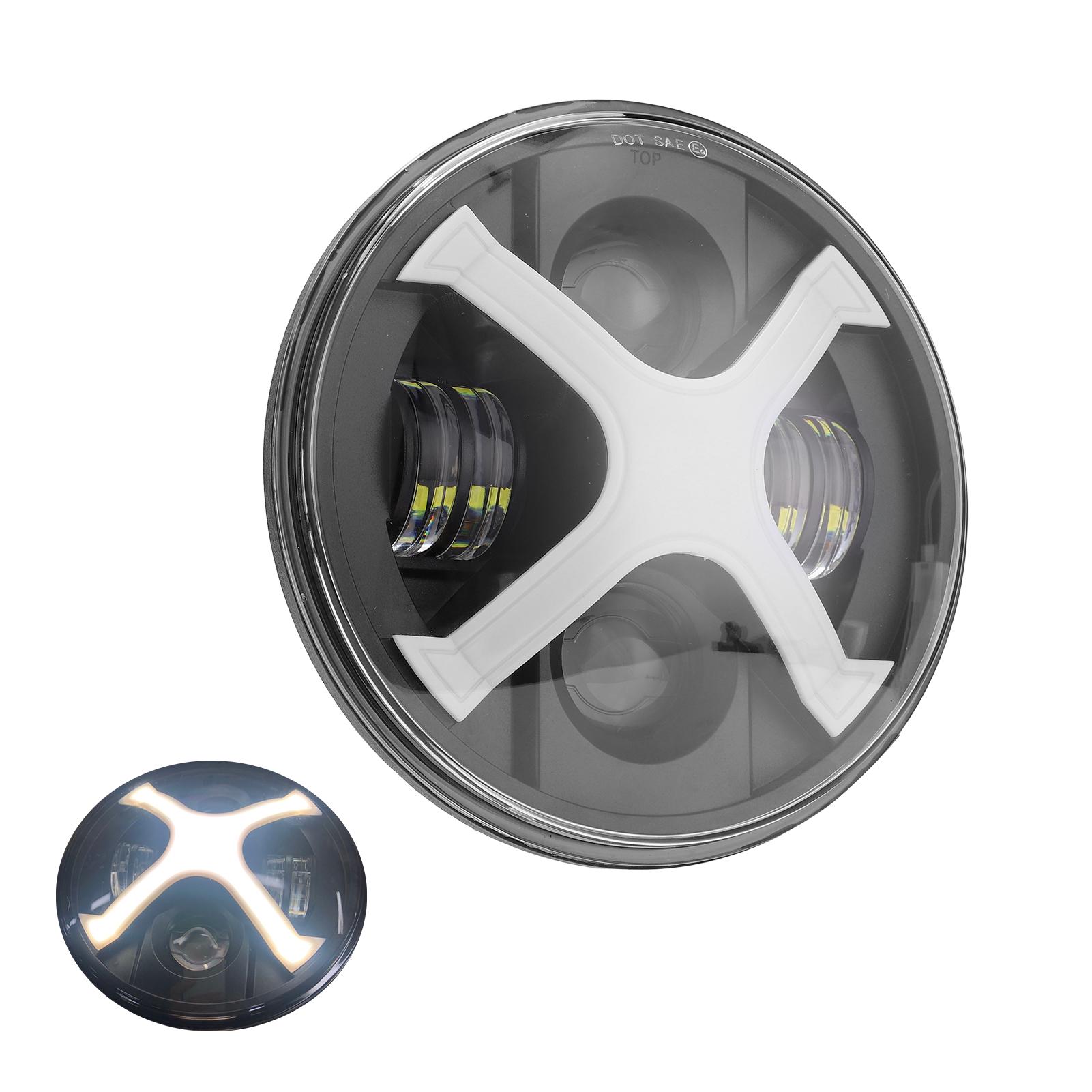 

6.5in Motorcycle LED Headlight Lamp Angel Eyes X Shaped Replacement for Convertible CVO FLSTSE 2010‑2012