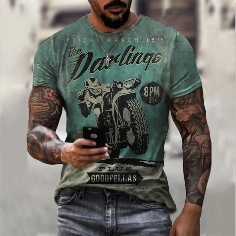 Men's Tshirt Lemans Car Vintage Pattern T shirts Summer Oversized Casual Tees Short Sleeve Tops Men Clothing