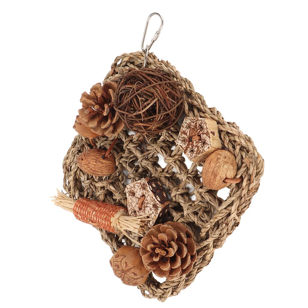 Bird Climbing Net Rattan Ball Pine Cone Corn Cob Nuts Straw Rope Parrot Woven Net for Parrot Cage