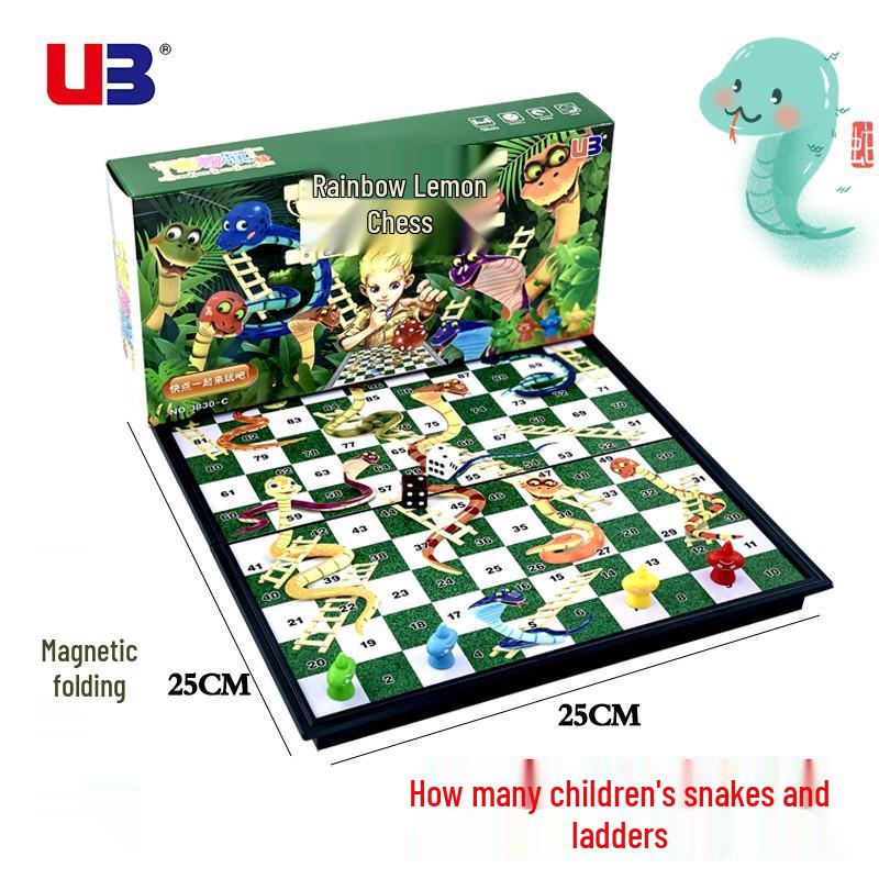 AIA 3D Магнитные Змеи и Лестницы - Большая Образовательная Шахматная Игра для Родителей и Детей.