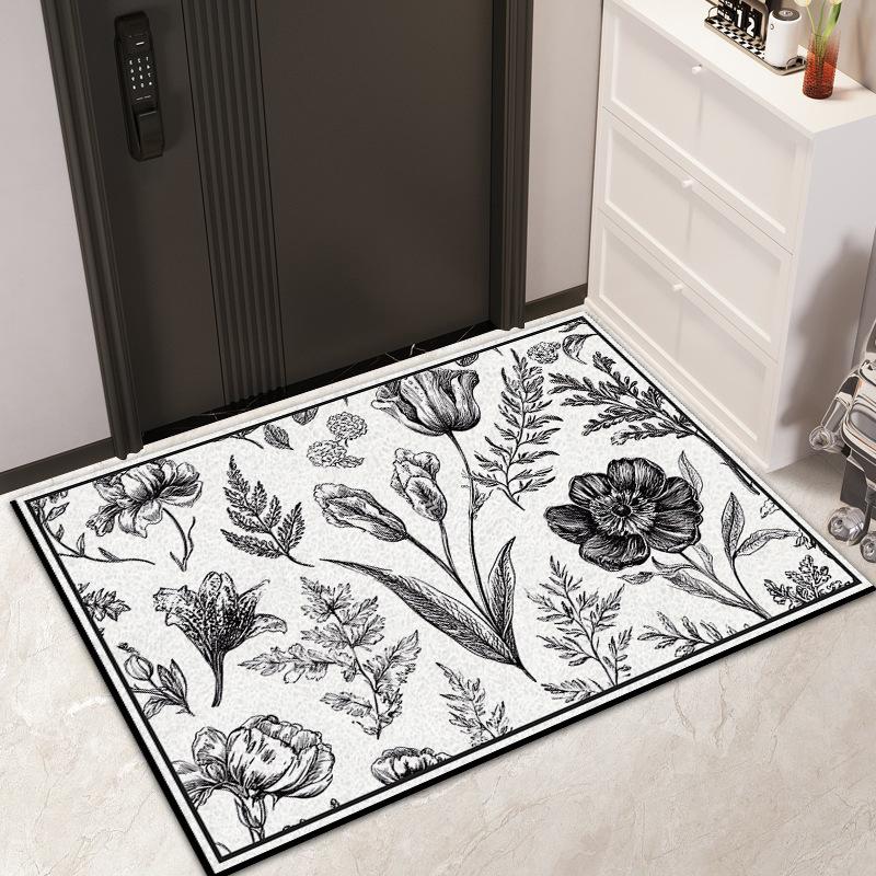 Entry Door Floral Silk Floor Mat Household Entrance Door Dirt Mat Outdoor Dirt Resistant Dust Removal Can Be Tailored Carpet