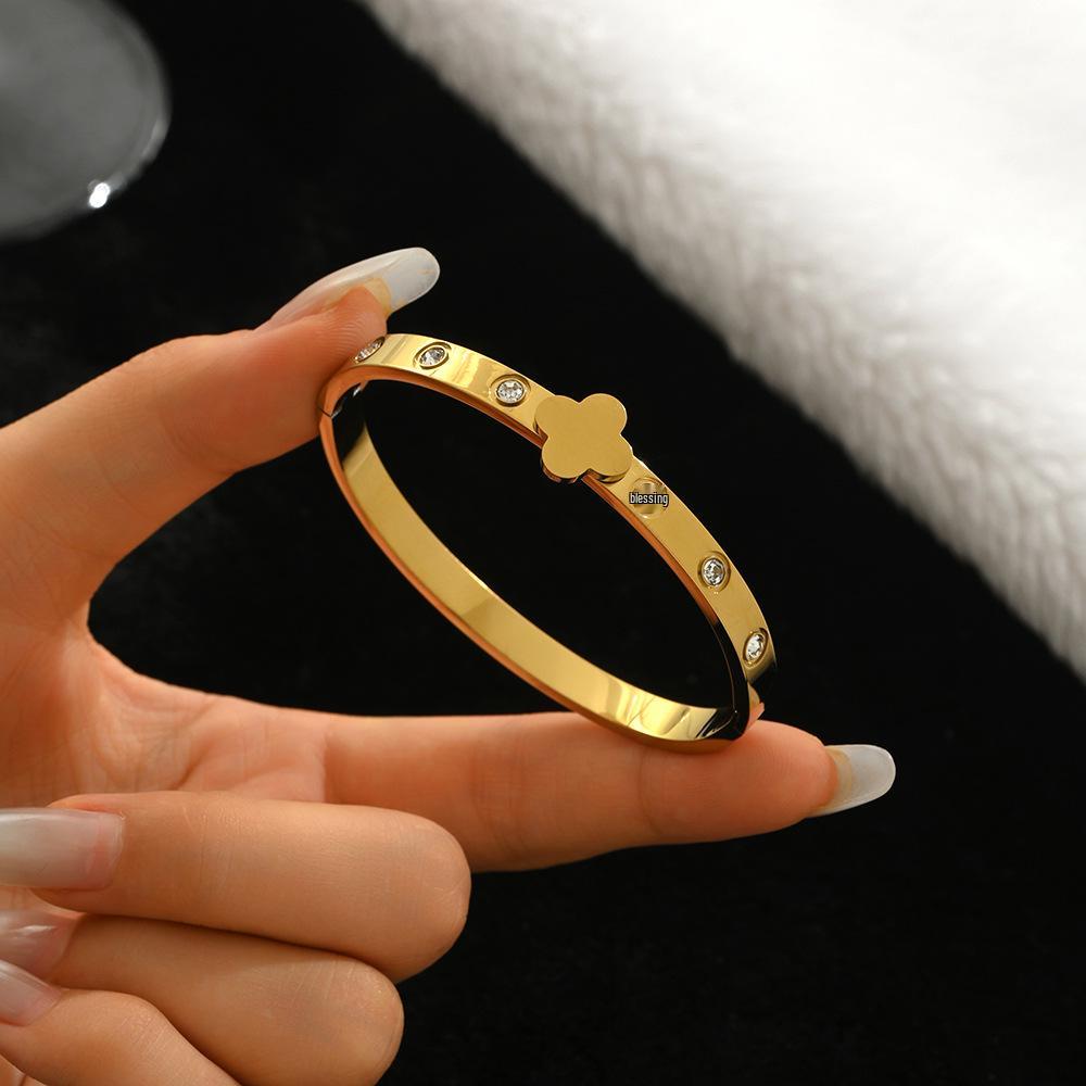 Bransoletka damska ze stali nierdzewnej w kolorze różowego złota 18K ze stali tytanowej z zapięciem na gwóźdź - biżuteria nieblaknąca