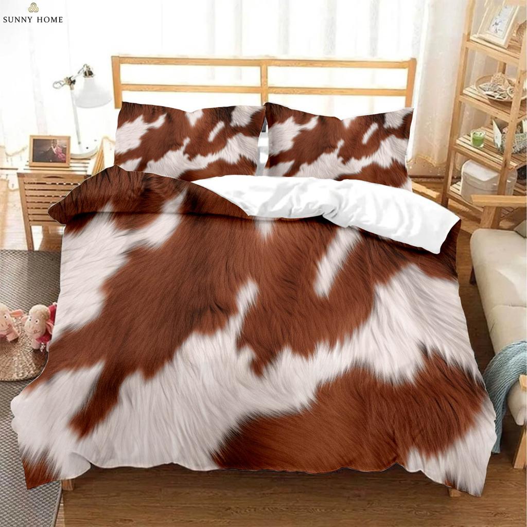 Animal Texture Leopard 3D Printed Quilt Cover Bedding Set Polyester Machine Washable Quilt Cover Pillowcase Three-piece Set