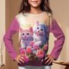 Abbigliamento Bambini Magliette Manica Lunga Bambina Maglietta Bambino Cartone Animato Girocollo Stampa Gatto Casual Abiti Estivi Bambina Top Maglietta