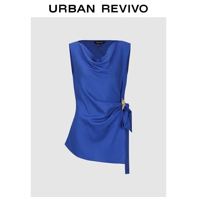 

UR2026 Women s Pleated Tie-Waist Blouse XL