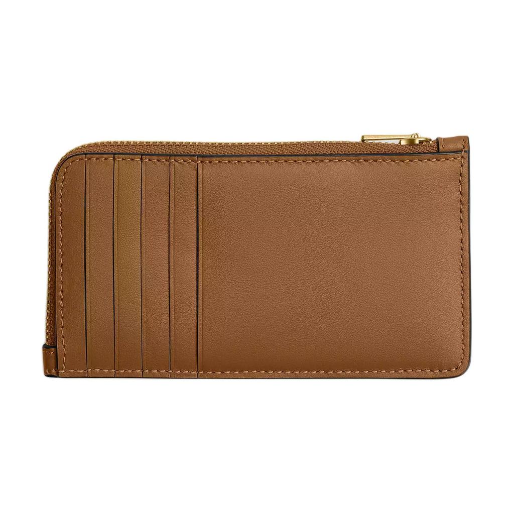 Coach 19 Gold Logo Zipper Closure Calfskin Card Case Women accessories Honey-Brown CZ112-B4T7J