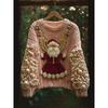 Maglione da donna a girocollo largo con stampa natalizia, maglione casual alla moda