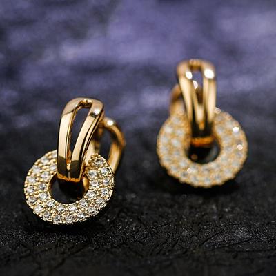 Cute Small Clip Hoop Earrings Small Stone Drop Earrings for Women Boho Rose /Silver/Gold Color Double Earrings