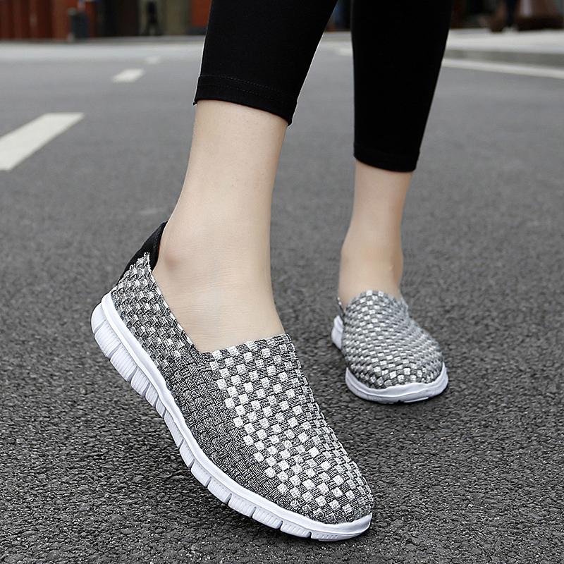Summer Women Lightweight Slip On Sneakers Casual Plus Size Flats Moccasins Soft Beach Walking Sports Shoes