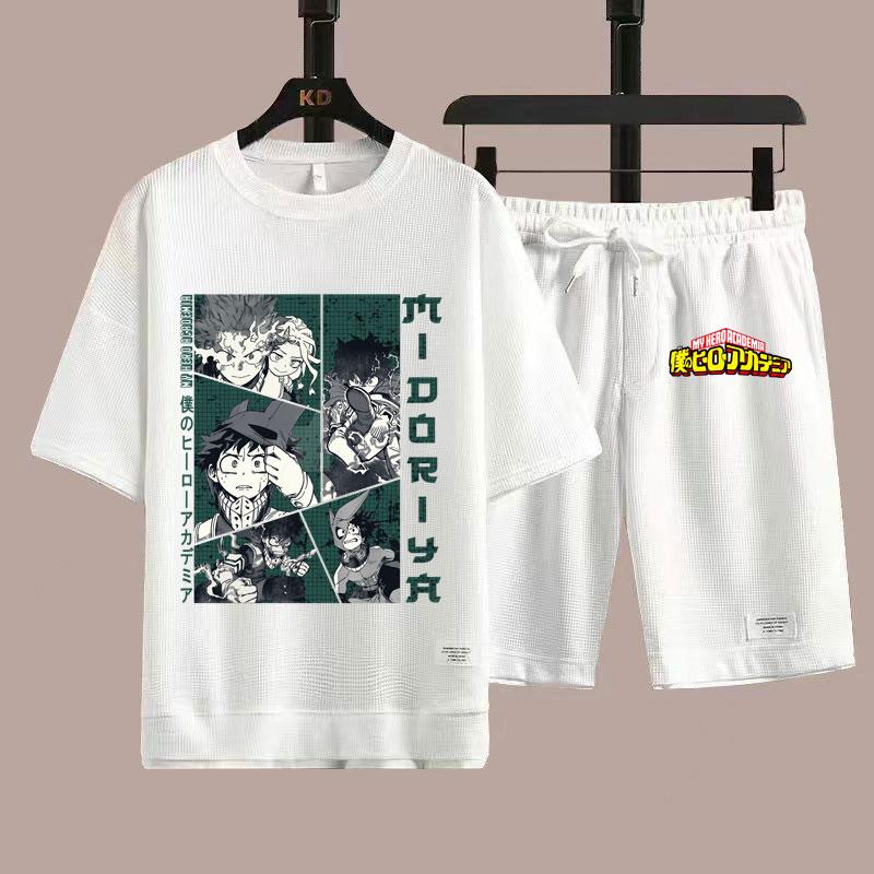 My Hero Midoriya Izuku Seturi Tricou Mânecă Scurtă și Pantaloni Scurți Vară Nouă Modă Bărbați Tricou Topuri Pantaloni de Jos Costum Desen Animat Anime Haine Bărbați Set