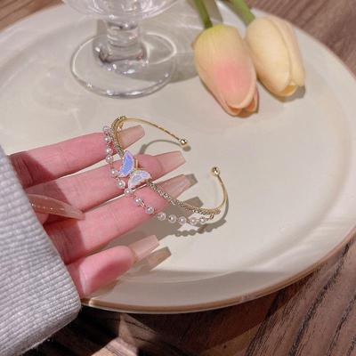 Elegantes doppellagiges Zirkonia-Schmetterlingsarmband für Damen