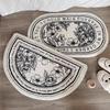 Nordic Style Semi-Circular Floral Bathroom Floor Mat - Imitation Cashmere, Absorbent & Non-Slip.
