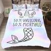 Print Jellyfish,Unicorn 2/3pc Single Kids Black Cartoon Bedding Set Duvet Set With Pillowcases Mermaid Princess BedSet Twin Size