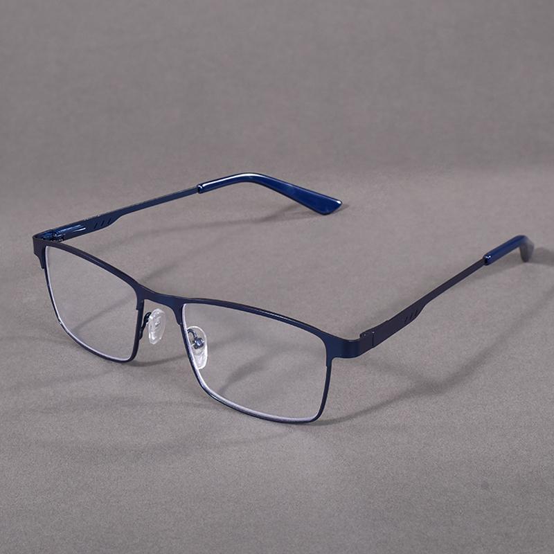 Edelstahl Herren Business Lesebrille Metall Vollrand Blaulichtfilter Presbyopie Brille+75+125+175+225+275+350