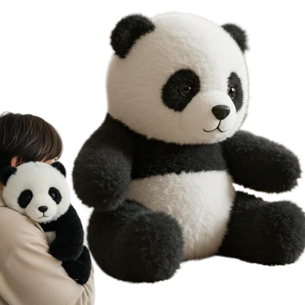 Panda Plush Doll Realistic Tabletop Pandas Plush Toy Cute Stuffed Animal Doll Collectible Home Decoration for Men Women Adults