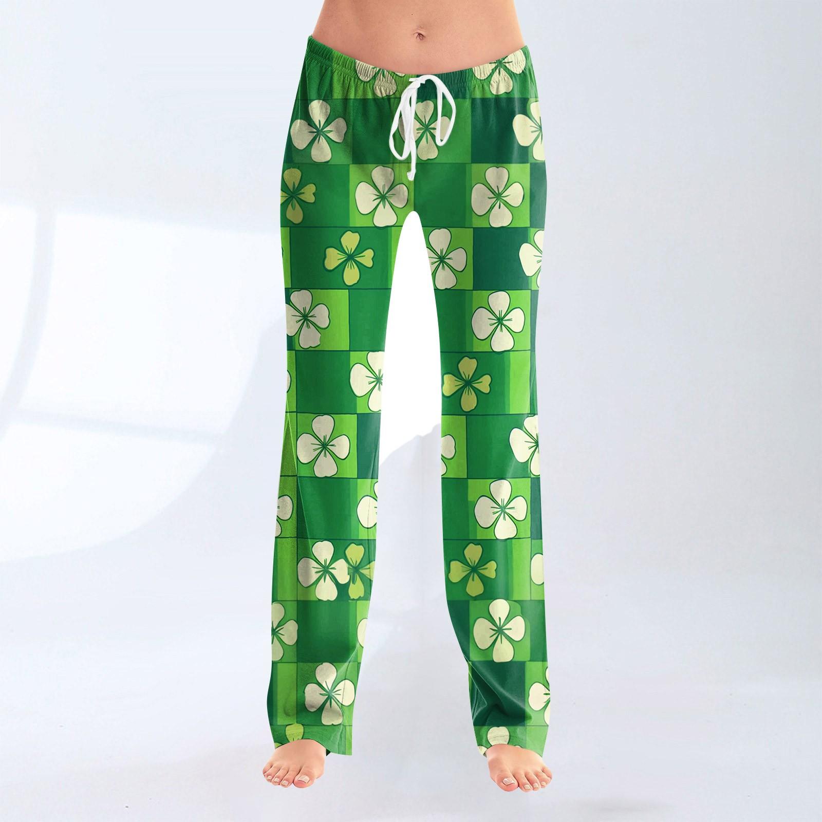 

Женская мода Свободный повседневный St. Повседневные брюки с принтом ко Дню Святого Патрика L армия зеленый