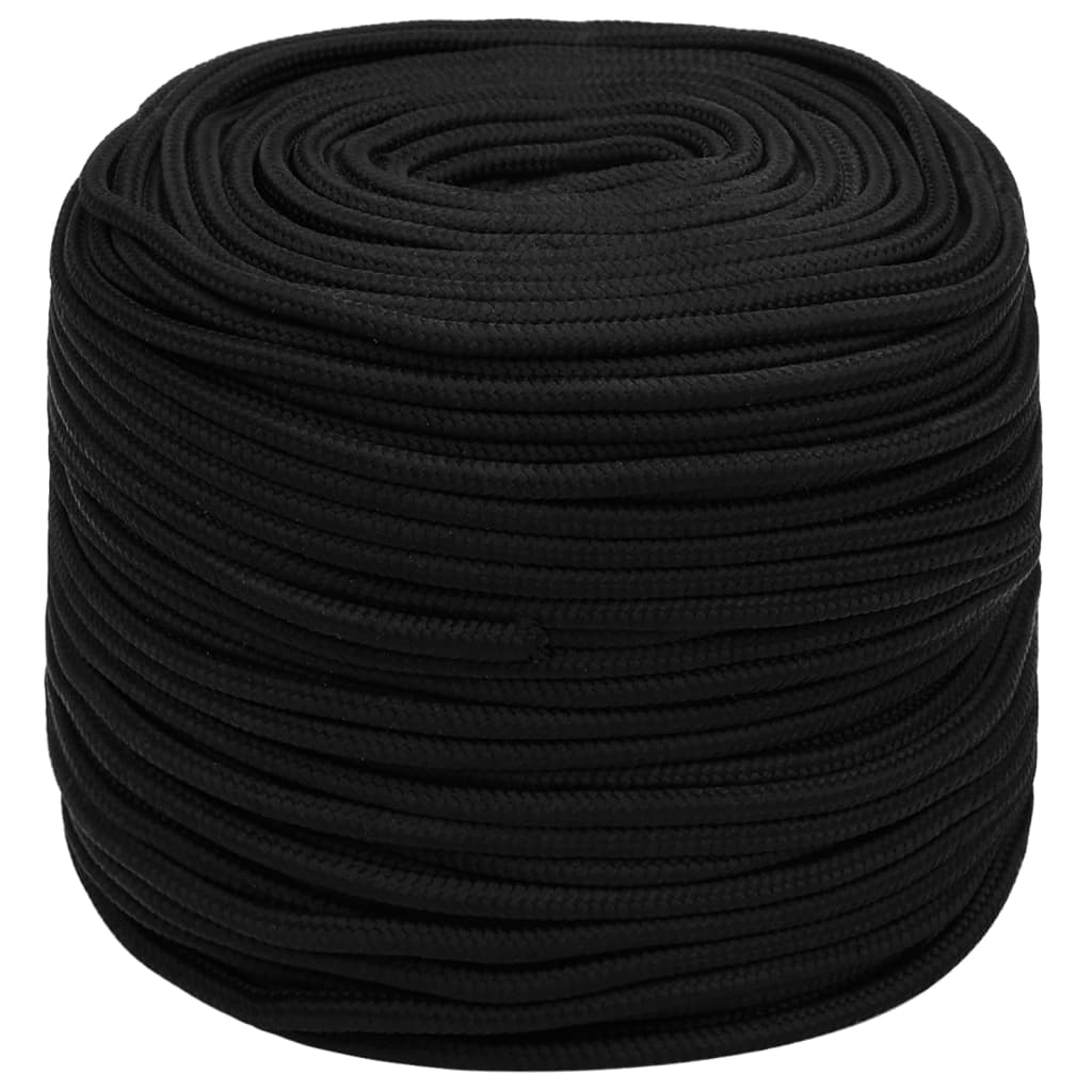 Vidaxl Linka Robocza, Czarna, 8 Mm, 100 M, Poliester