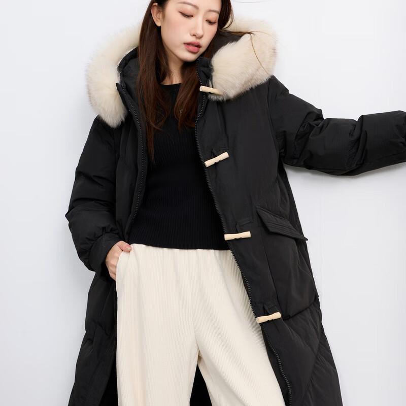 

Женский пуховик большого размера Sancai с 90% утиного пуха, длинный, с воротником из лисьего меха M