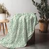 Grünes geometrisches Blumenmuster Flanell bedruckte Decke geeignet für alle Jahreszeiten geeignet für Wohnzimmer Büro Sofa und Reisen