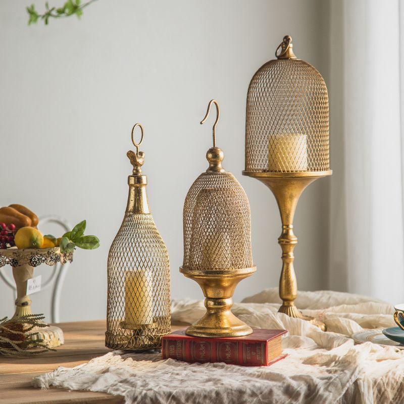 BEPAN Retro European Candlestick Iron Art Golden Homestay Light Luxury Candlestick Terrace Restaurant Romantic Decoration Ornament