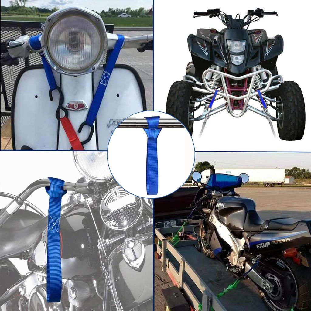 Soft Loop Tie Down Straps - Loops For Securing ATV, UTV, Motorcycles, Scooters, Dirt Bikes, Lawn & Garden Equipment (Blue Soft Loops 12 Inch (6Pcs)