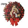 Classic Holiday Home Decor Accents 2D Flat Wooden Nativity Christmas Wreath, Little Jesus Holly Family Front Durable Festive Wreath for Wall