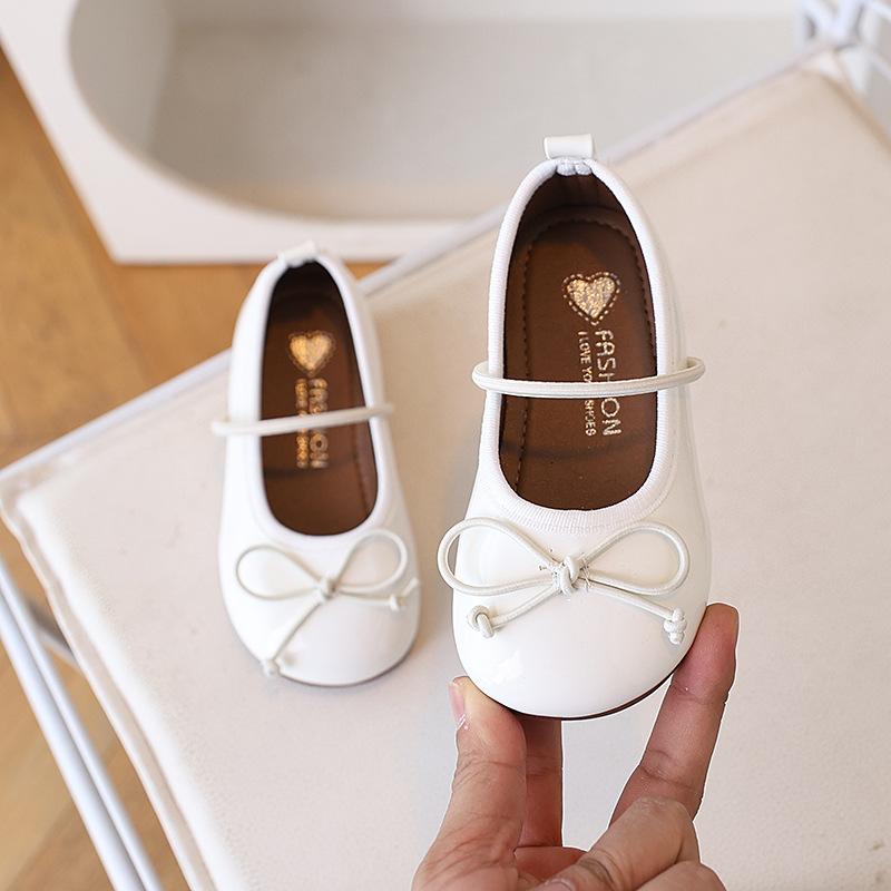 Spring Autumn Birthday Children Leather Shoes For Girls Fashion Korean Soft Sole Anti-slippery Sweet Bowtie Princess Shoes