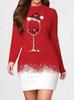 Women's Christmas Party Dress, New Year Holiday Dress, Women's Autumn Long Sleeved Round Neck Tight Mini Dress