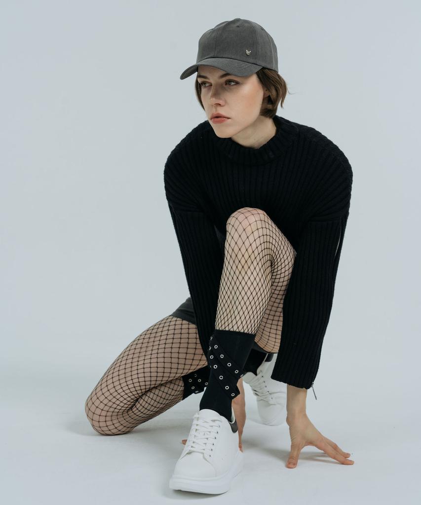 DOLIGRAM Basic Cat Rivet Washed Cap Gray