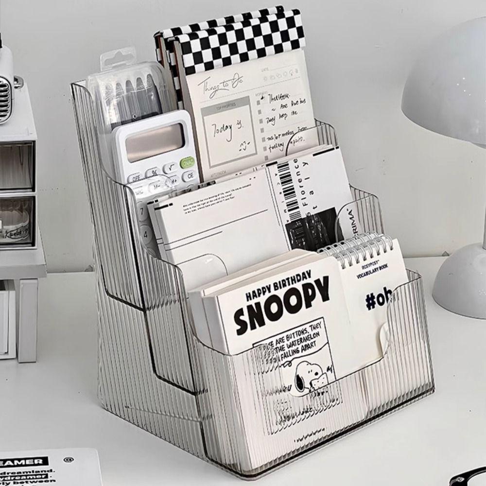 Plastic Pamphlet Flyer Organizer 3 Tiers Document Display Stand Desktop Book Stand Study Room