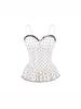 Korean Elegant Polka Dot Ruffle Camisole, Slim Fit with Chest Pads, Waist-Cinched, Flattering Lace Top for Women