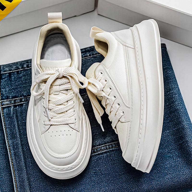 Men'S Shoes Spring New Men'S Thick-Soled Heightening White Shoes Student Versatile Casual Sports Board Shoes Comfortable And Light