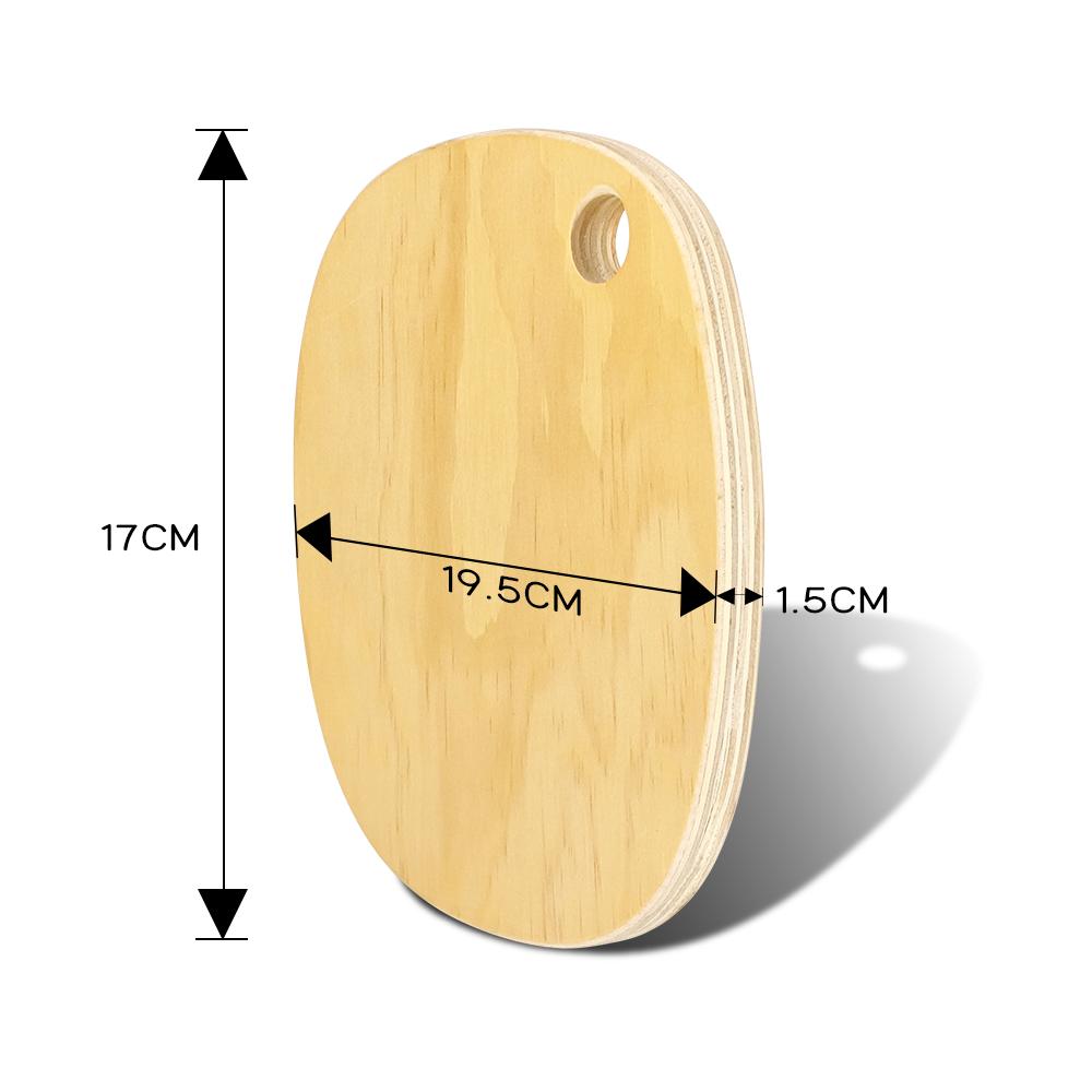 Sunyee Personalized Round Plywood Sublimation Cutting Board Custom Photo Print with Hanging Hole Serving Board Gift 17*19.5cm-1.5cm