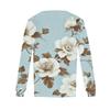 Damenmode Lässig Plissiert Rundhals Vintage Blumendruck Langarm T-Shirt Top
