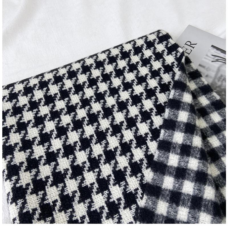 Qiandongge Scarf Women's Autumn and Winter New Double-sided Imitation Cashmere Plaid Shawl Warm and Thickened Scarf