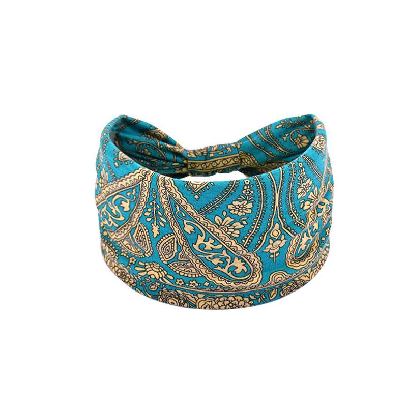 Women's Paisley Sport Yoga Headband - Sweat-Absorbing, Elastic Cotton, Bohemian Style