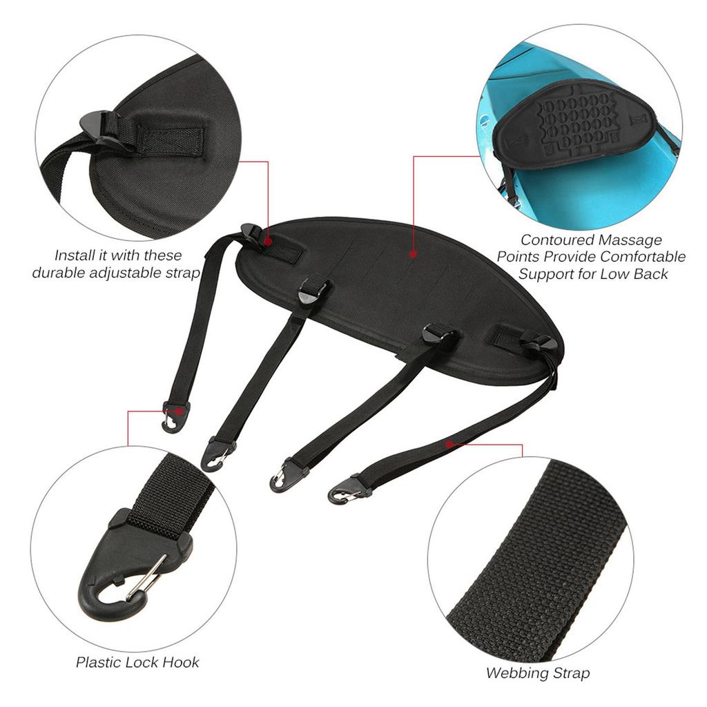 Dossier de Kayak Professionnel Rembourré Confortable Imperméable Support de Dossier de Canoë avec Sangle Réglable Dossier de Kayak Noir